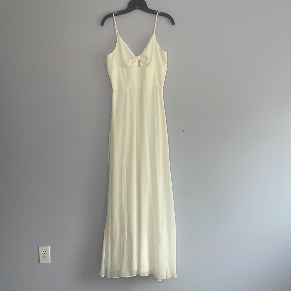 DRESS THE POPULATION
Cambria Tie Bodice Evening Dress In Off White